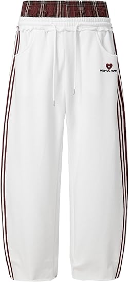 Baggy Wide Leg Sweatpants for Women Men Double Elastic Waisted Streetwear Y2K Casual Trouser with Pockets